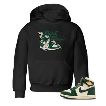 Sneaker Threads – Sneaker Tees To Match Air Jordan 1 Pro Green – Don't Touch My Kicks Youth Graphic Tee Black 1. Perfect for Jordan releases 2025 colorways.