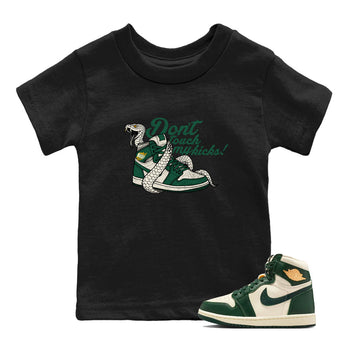 Sneaker Threads – Sneaker Tees To Match Air Jordan 1 Pro Green – Don't Touch My Kicks Youth Graphic Tee Black 1. Perfect for Jordan releases 2025 colorways.