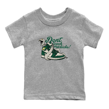 Sneaker Threads – Sneaker Tees To Match Air Jordan 1 Pro Green – Don't Touch My Kicks Youth Graphic Tee Heather Grey 2. Perfect for Jordan releases 2025 colorways.