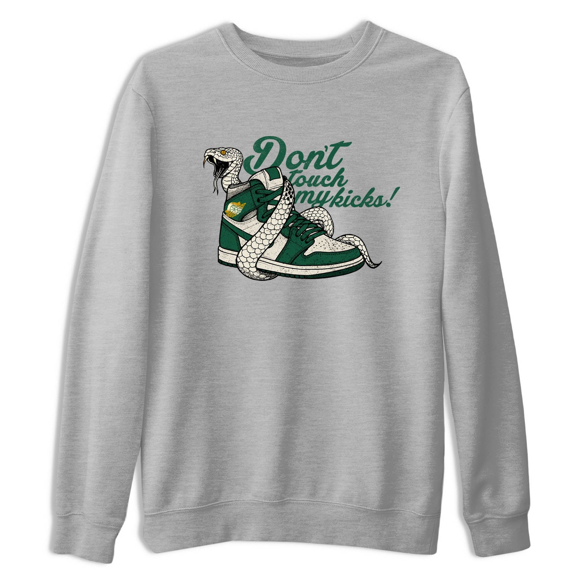 Sneaker Threads – Sneaker Tees To Match Air Jordan 1 Pro Green – Don't Touch My Kicks Graphic Tee Heather Grey 2. Perfect for Jordan releases 2025 colorways.
