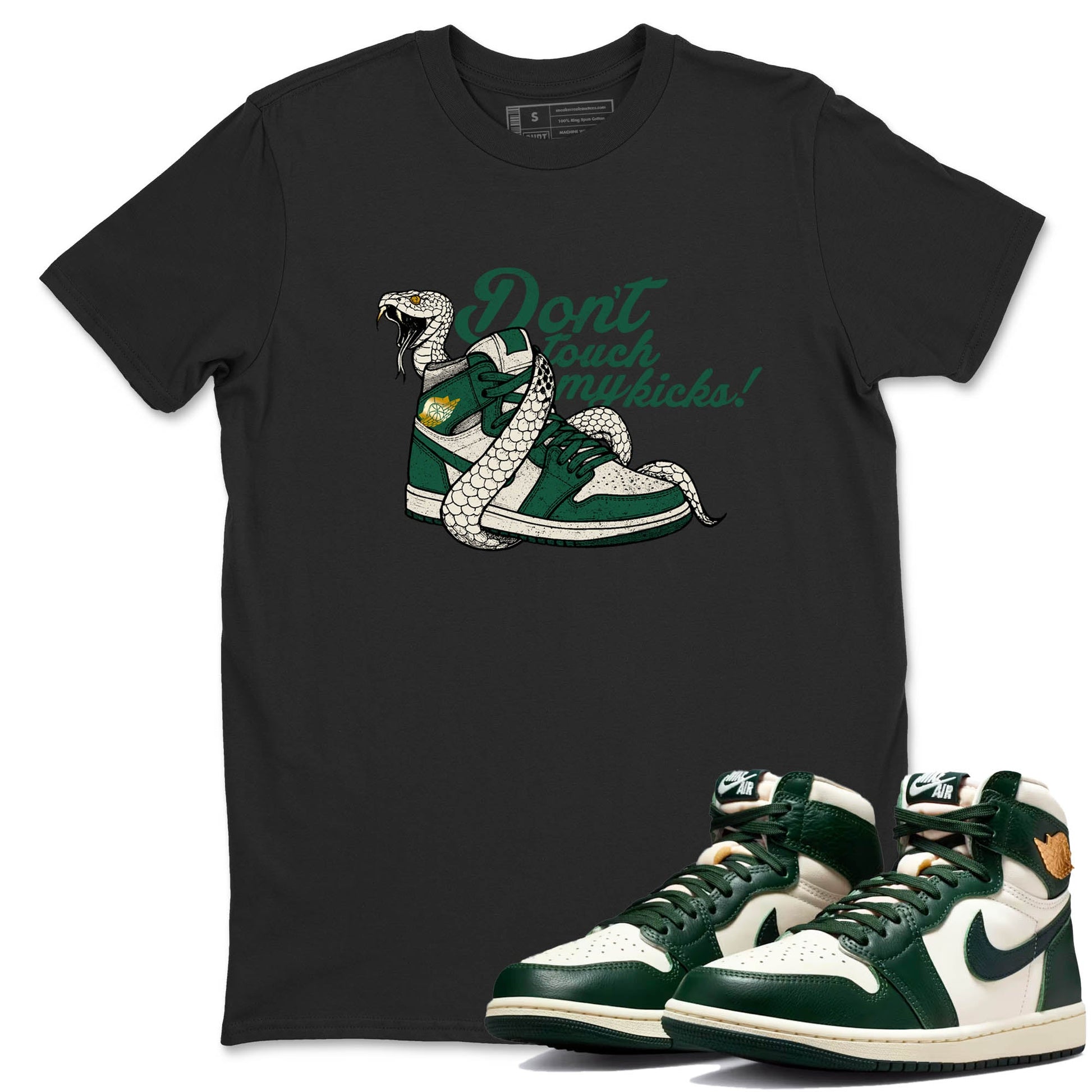 Sneaker Threads – Sneaker Tees To Match Air Jordan 1 Pro Green – Don't Touch My Kicks Graphic Tee Black 1. Perfect for Jordan releases 2025 colorways.