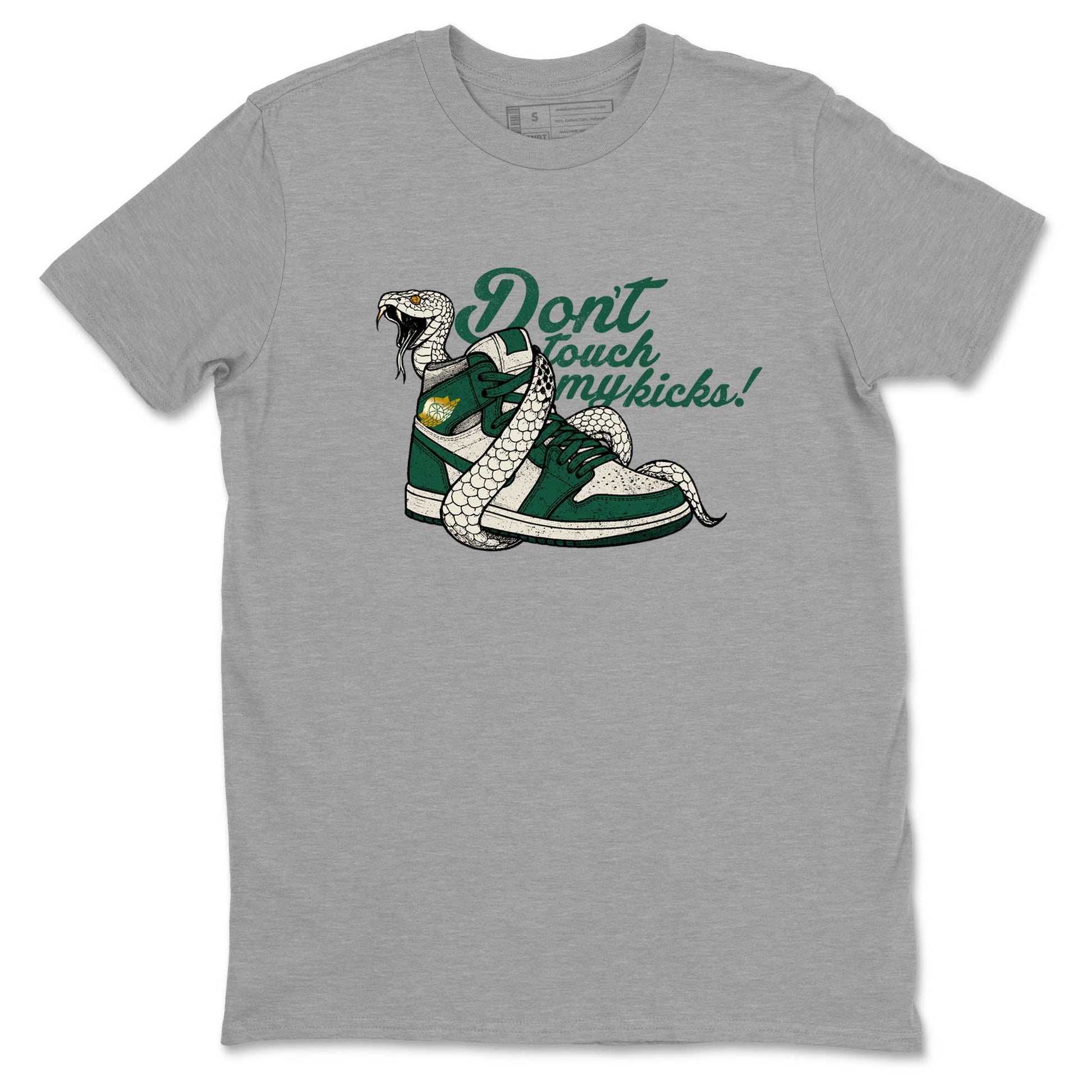 Sneaker Threads – Sneaker Tees To Match Air Jordan 1 Pro Green – Don't Touch My Kicks Graphic Tee Heather Grey 2. Perfect for Jordan releases 2025 colorways.