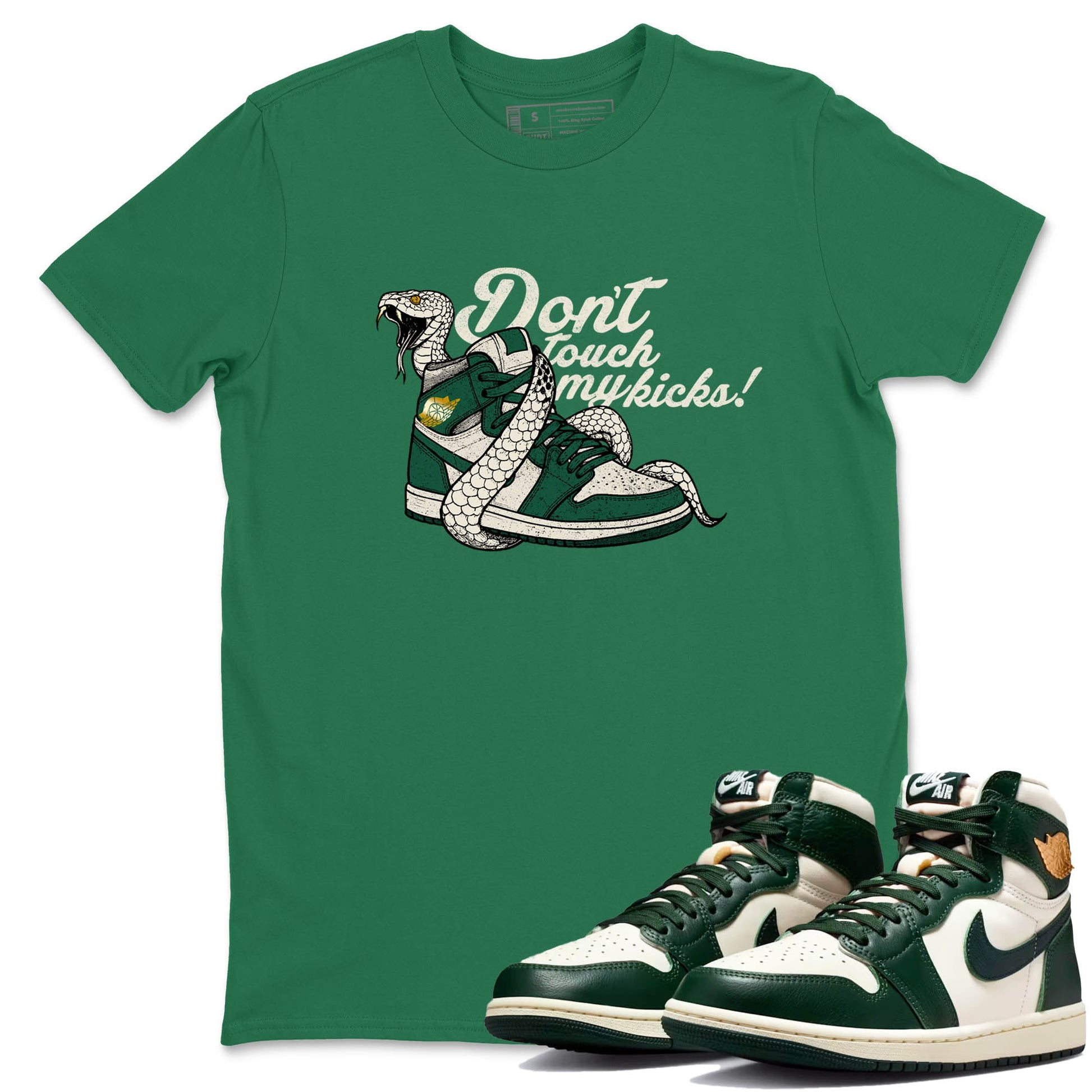 Sneaker Threads – Sneaker Tees To Match Air Jordan 1 Pro Green – Don't Touch My Kicks Graphic Tee Kelly Green 1. Perfect for Jordan releases 2025 colorways.