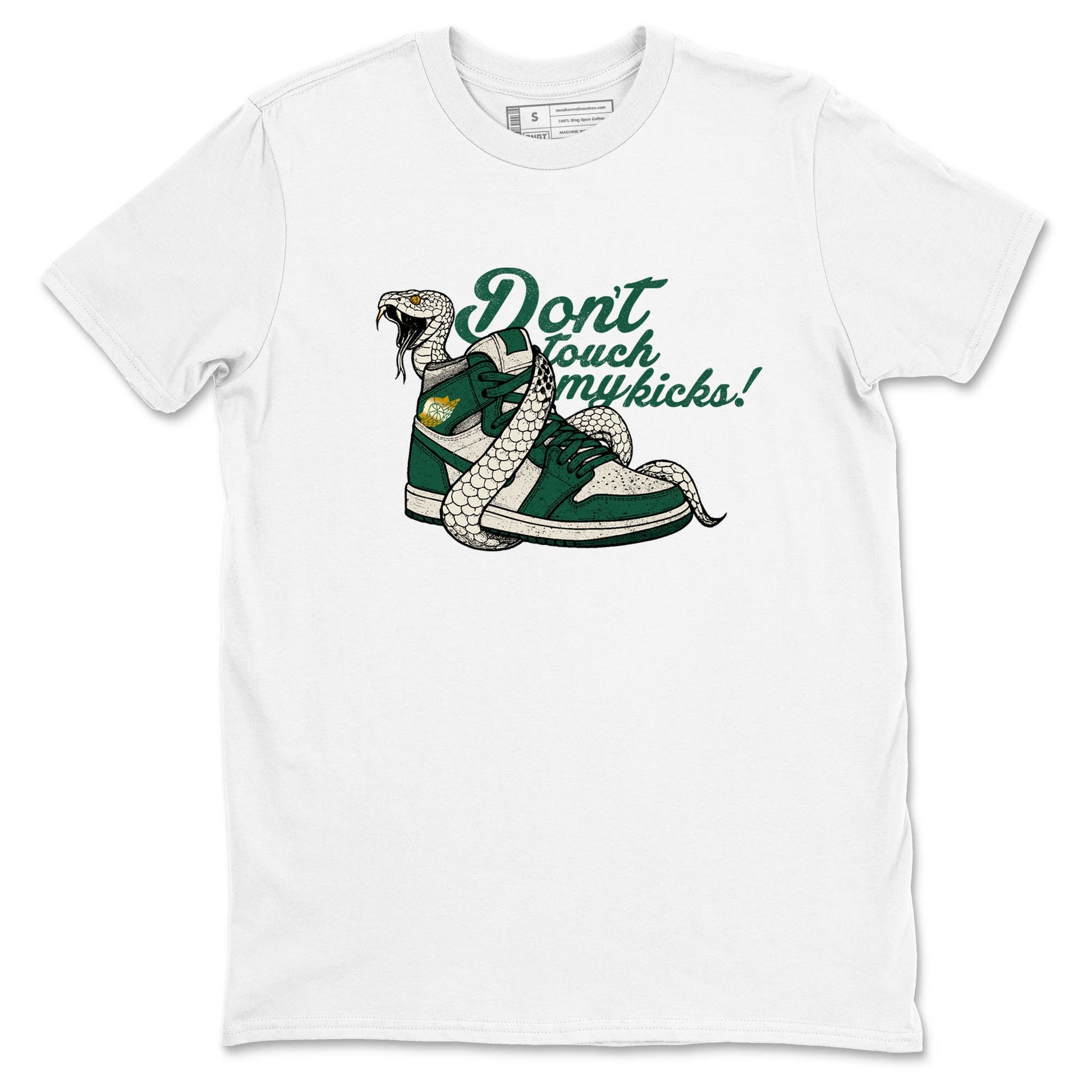 Sneaker Threads – Sneaker Tees To Match Air Jordan 1 Pro Green – Don't Touch My Kicks Graphic Tee White 2. Perfect for Jordan releases 2025 colorways.
