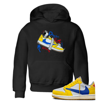 1s Travis Scott Canary shirt to match jordans Don't Touch My Kicks sneaker tees Air Jordan 1 Travis Scott Canary SNRT sneaker release tees baby toddler Black 1 cotton Shirt