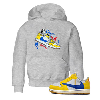 1s Travis Scott Canary shirt to match jordans Don't Touch My Kicks sneaker tees Air Jordan 1 Travis Scott Canary SNRT sneaker release tees baby toddler Heather Grey 1 cotton Shirt