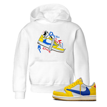 1s Travis Scott Canary shirt to match jordans Don't Touch My Kicks sneaker tees Air Jordan 1 Travis Scott Canary SNRT sneaker release tees baby toddler White 1 cotton Shirt