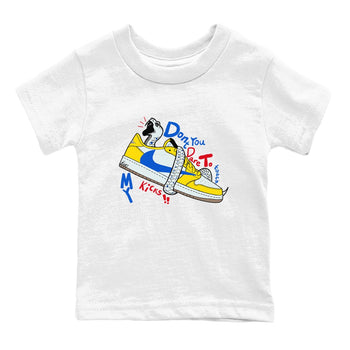 1s Travis Scott Canary shirt to match jordans Don't Touch My Kicks sneaker tees Air Jordan 1 Travis Scott Canary SNRT sneaker release tees baby toddler White 2 cotton Shirt