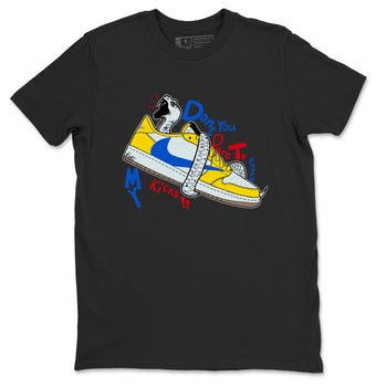 1s Travis Scott Canary shirt to match jordans Don't Touch My Kicks sneaker tees Air Jordan 1 Travis Scott Canary SNRT Sneaker Release Tees unisex cotton Black 2 crew neck shirt