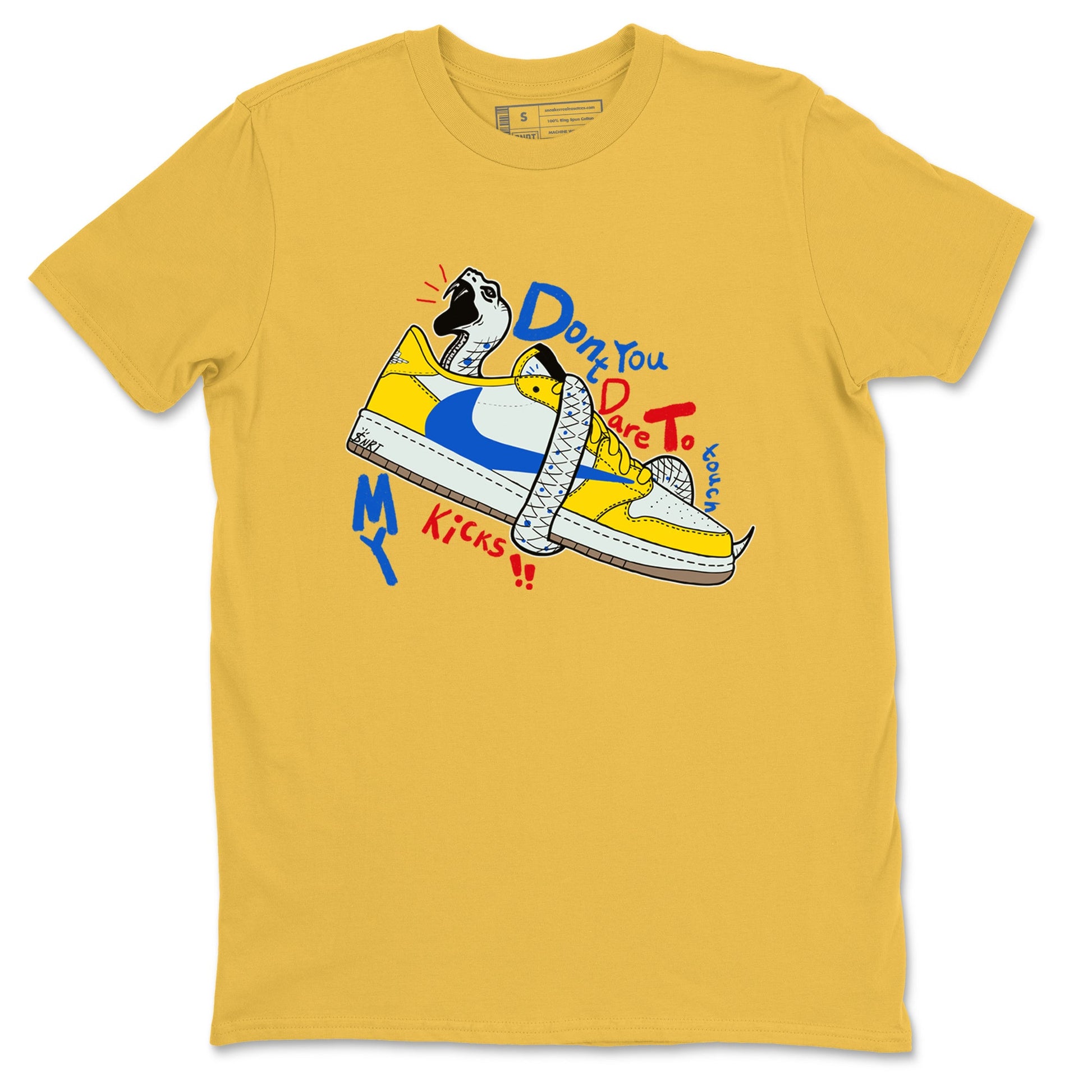 1s Travis Scott Canary shirt to match jordans Don't Touch My Kicks sneaker tees Air Jordan 1 Travis Scott Canary SNRT Sneaker Release Tees unisex cotton Daisy 2 crew neck shirt