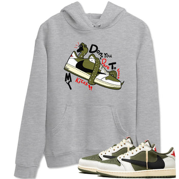 Jordan 1 Olive t shirts to match sneakers Don't Touch My Kicks sneaker match tees Air Jordan 1 Low x Travis Scott Reverse Olive tee SNRT Sneaker Tees unisex cotton Heather Grey 1 shirts