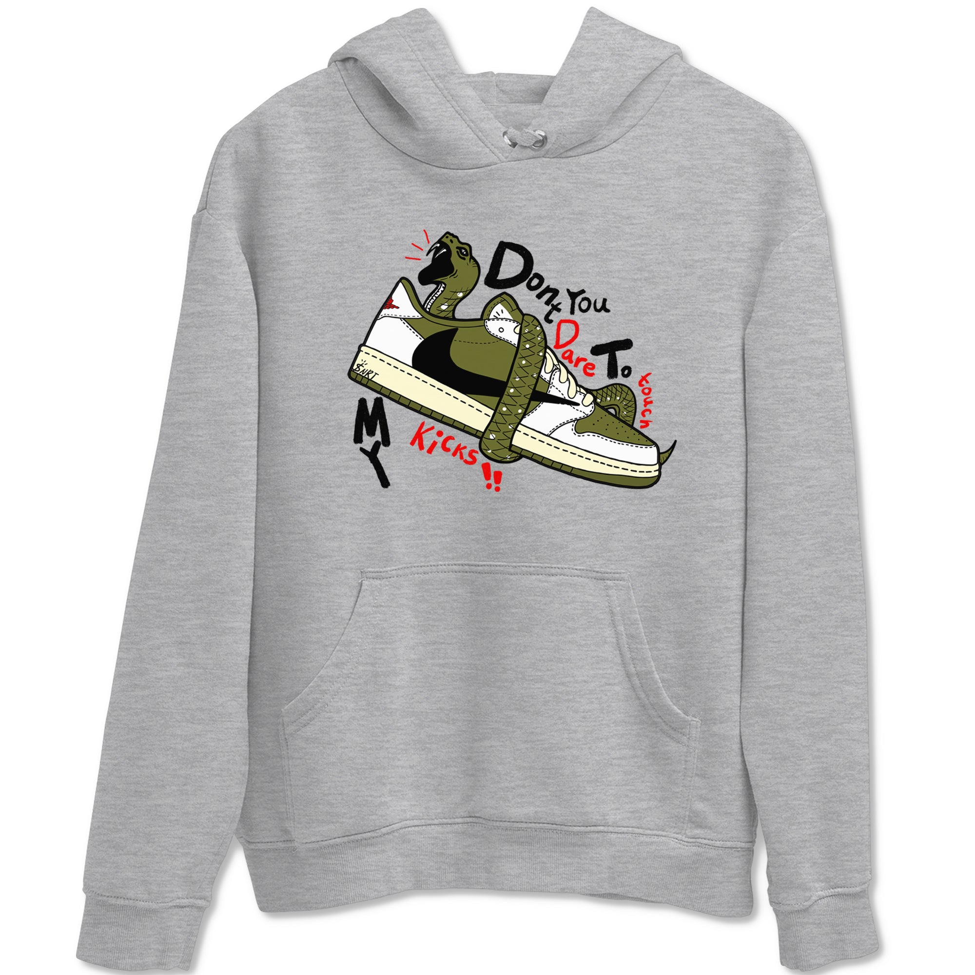 Jordan 1 Olive t shirts to match sneakers Don't Touch My Kicks sneaker match tees Air Jordan 1 Low x Travis Scott Reverse Olive tee SNRT Sneaker Tees unisex cotton Heather Grey 2 shirts