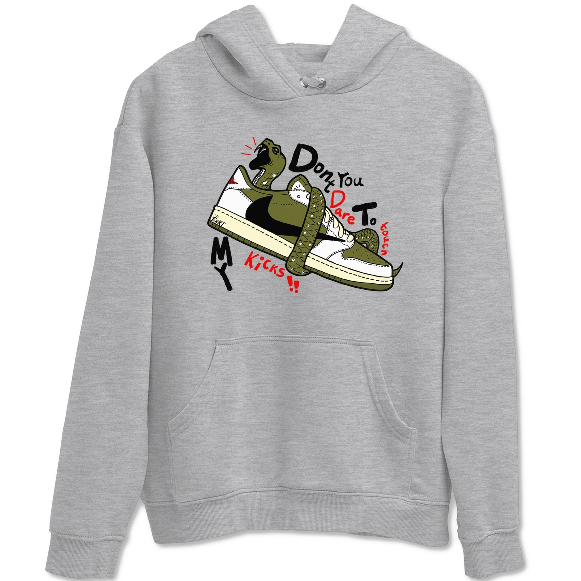 Jordan 1 Olive t shirts to match sneakers Don't Touch My Kicks sneaker match tees Air Jordan 1 Low x Travis Scott Reverse Olive tee SNRT Sneaker Tees unisex cotton Heather Grey 2 shirts