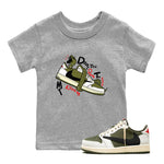 Jordan 1 Olive t shirts to match sneakers Don't Touch My Kicks sneaker match tees Air Jordan 1 Low x Travis Scott Reverse Olive tee SNRT Sneaker Tees Youth Baby Heather Grey 1 tee