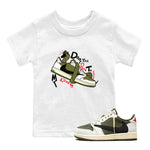 Jordan 1 Olive t shirts to match sneakers Don't Touch My Kicks sneaker match tees Air Jordan 1 Low x Travis Scott Reverse Olive tee SNRT Sneaker Tees Youth Baby White 1 tee