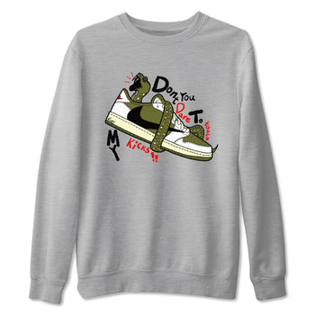 Jordan 1 Olive t shirts to match sneakers Don't Touch My Kicks sneaker match tees Air Jordan 1 Low x Travis Scott Reverse Olive tee SNRT Sneaker Tees unisex cotton Heather Grey 2 shirts