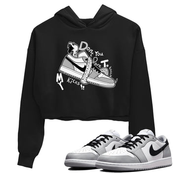 1s Wolf Grey shirts to match jordans Don't Touch My Kicks sneaker match tees Air Jordan 1 Wolf Grey SNRT Sneaker Tees streetwear brand Black 1 crop tee