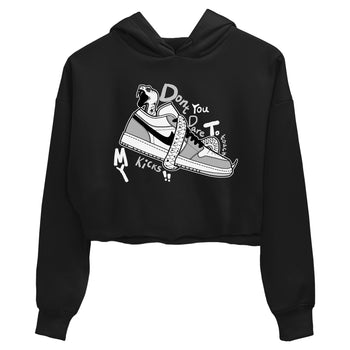 1s Wolf Grey shirts to match jordans Don't Touch My Kicks sneaker match tees Air Jordan 1 Wolf Grey SNRT Sneaker Tees streetwear brand Black 2 crop tee