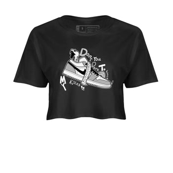 1s Wolf Grey shirts to match jordans Don't Touch My Kicks sneaker match tees Air Jordan 1 Wolf Grey SNRT Sneaker Tees streetwear brand Black 2 crop tee