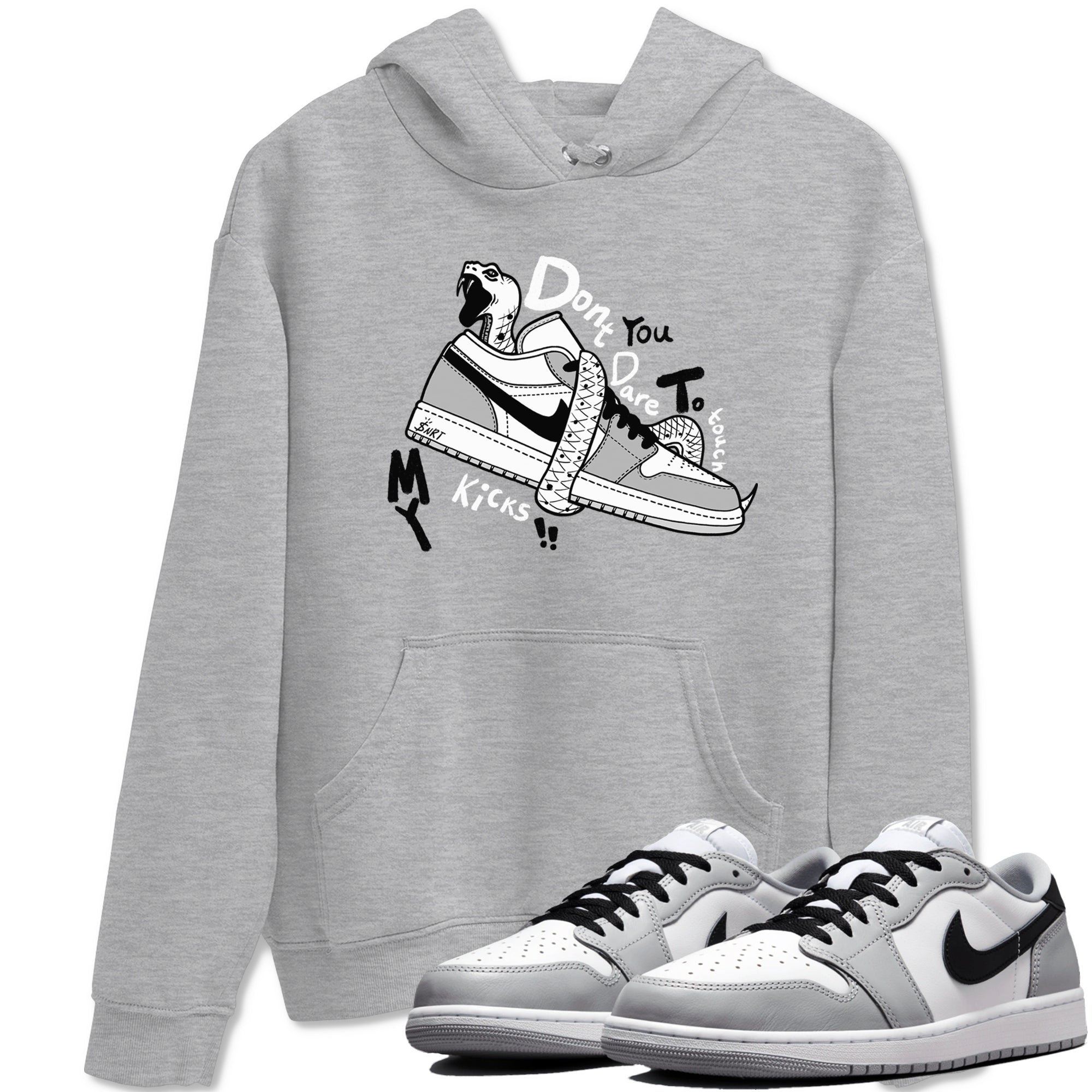 1s Wolf Grey shirts to match jordans Don't Touch My Kicks sneaker match tees Air Jordan 1 Wolf Grey SNRT Sneaker Tees streetwear brand Heather Grey 1 unisex cotton tee