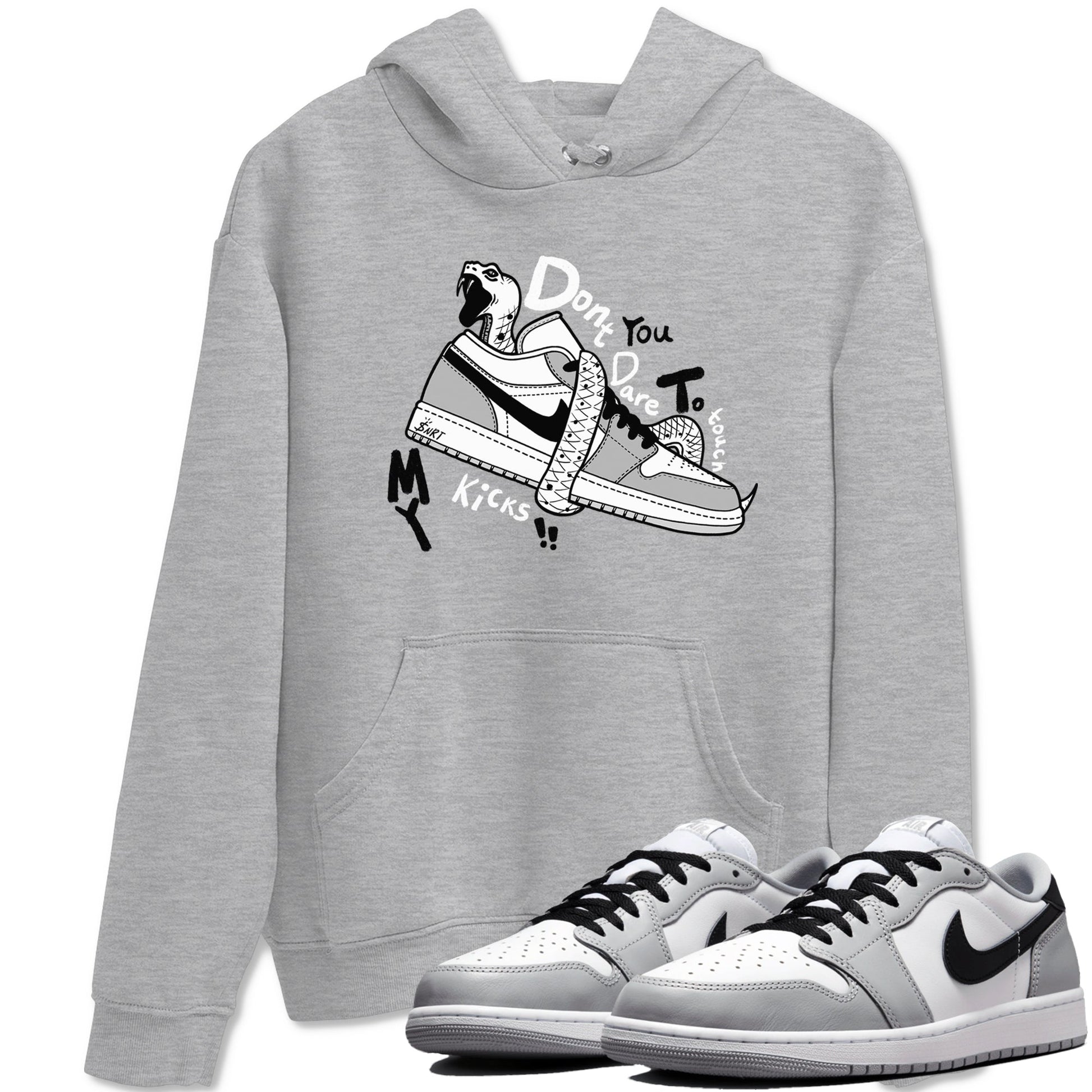 1s Wolf Grey shirts to match jordans Don't Touch My Kicks sneaker match tees Air Jordan 1 Wolf Grey SNRT Sneaker Tees streetwear brand Heather Grey 1 unisex cotton tee