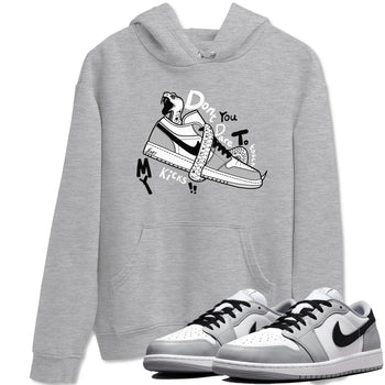 1s Wolf Grey shirts to match jordans Don't Touch My Kicks sneaker match tees Air Jordan 1 Wolf Grey SNRT Sneaker Tees streetwear brand Heather Grey 1 unisex cotton tee