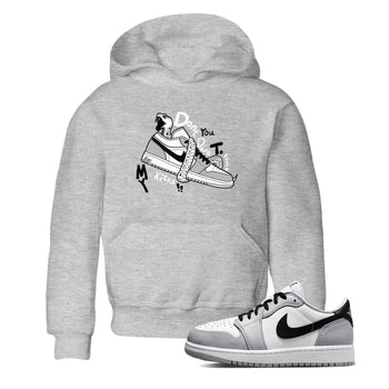 1s Wolf Grey shirts to match jordans Don't Touch My Kicks sneaker match tees Air Jordan 1 Wolf Grey SNRT Sneaker Tees streetwear brand Baby and Youth Heather Grey 1 cotton tee