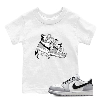 1s Wolf Grey shirts to match jordans Don't Touch My Kicks sneaker match tees Air Jordan 1 Wolf Grey SNRT Sneaker Tees streetwear brand Baby and Youth White 1 cotton tee