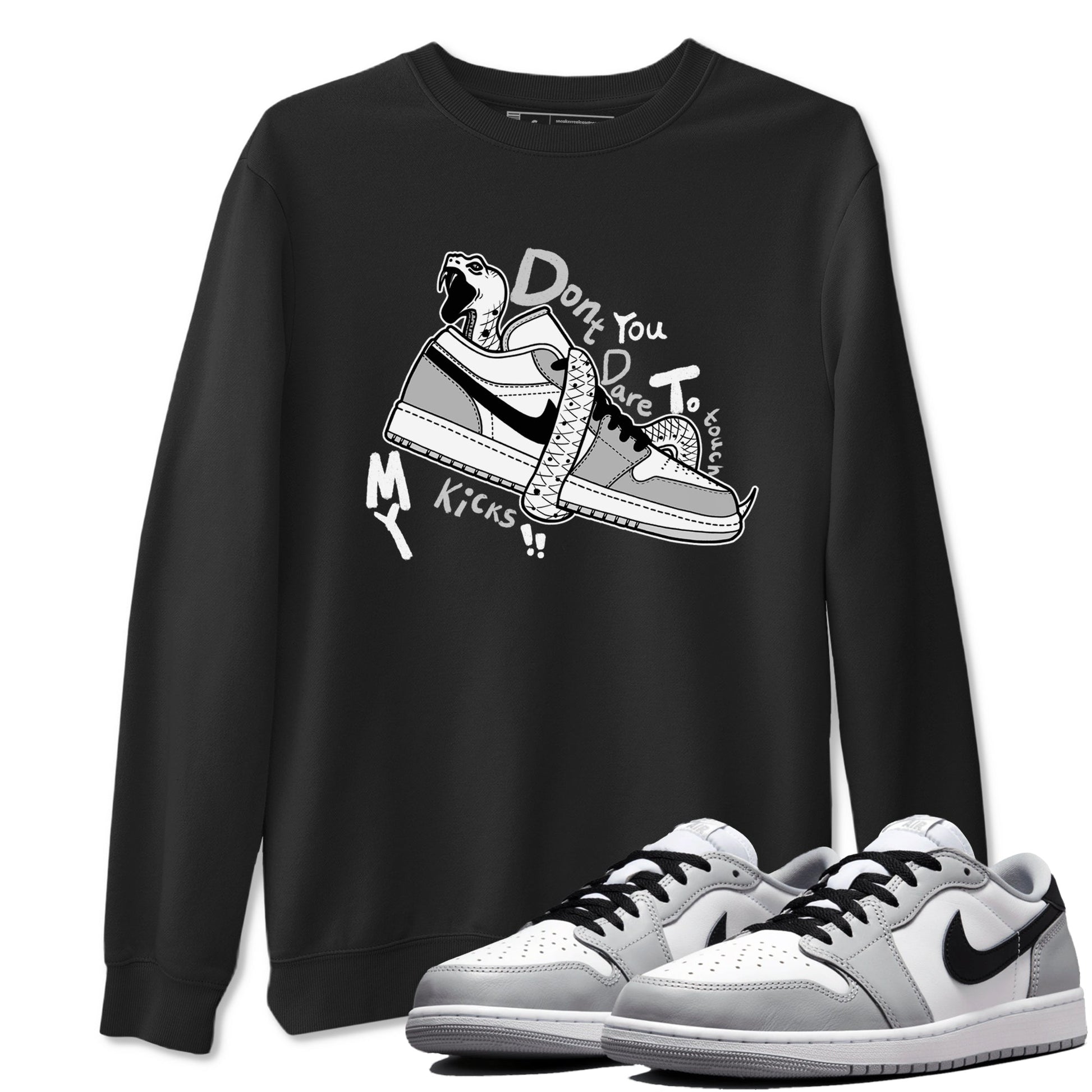 1s Wolf Grey shirts to match jordans Don't Touch My Kicks sneaker match tees Air Jordan 1 Wolf Grey SNRT Sneaker Tees streetwear brand Black 1 unisex cotton tee