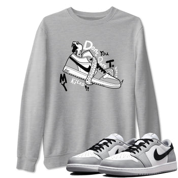 1s Wolf Grey shirts to match jordans Don't Touch My Kicks sneaker match tees Air Jordan 1 Wolf Grey SNRT Sneaker Tees streetwear brand Heather Grey 1 unisex cotton tee