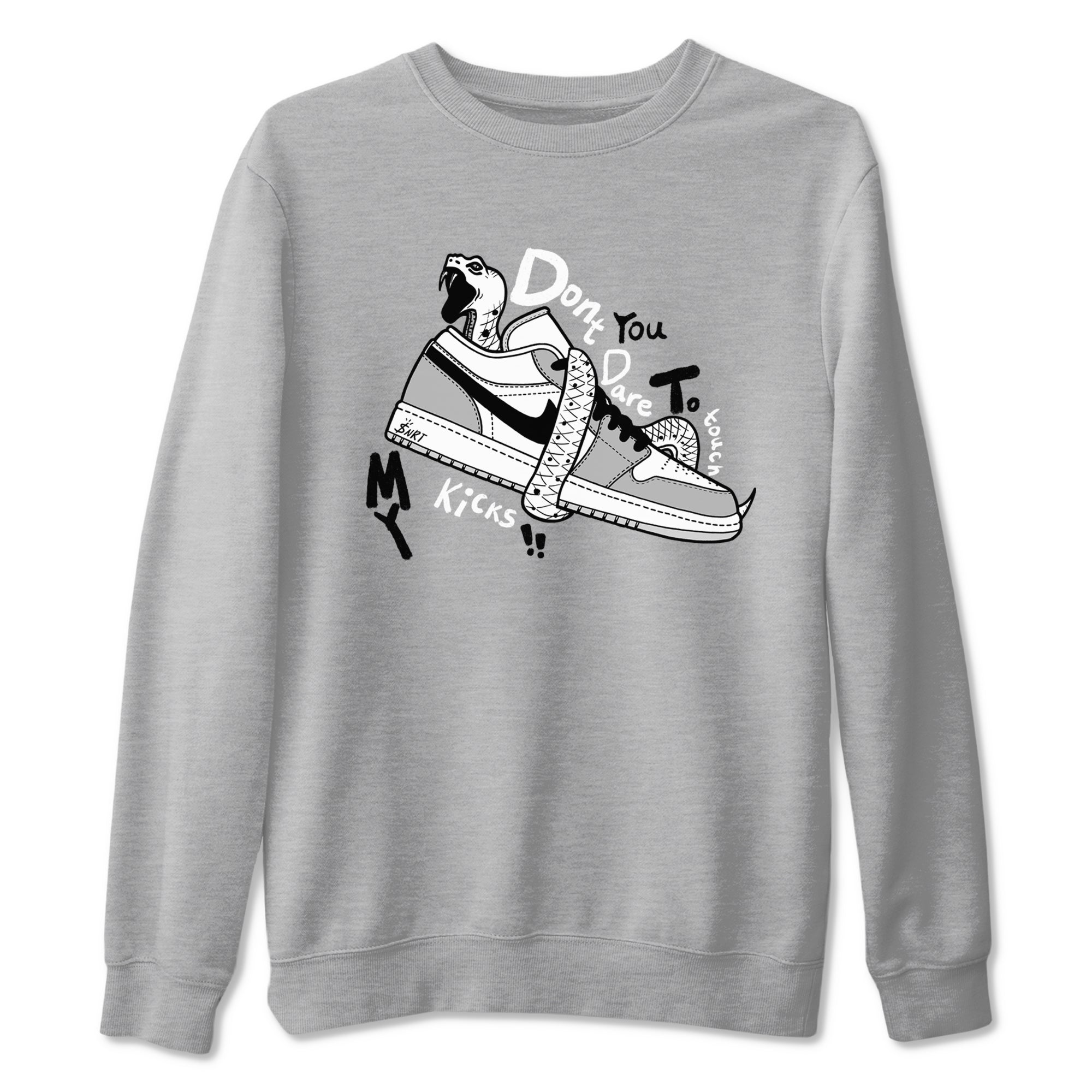 1s Wolf Grey shirts to match jordans Don't Touch My Kicks sneaker match tees Air Jordan 1 Wolf Grey SNRT Sneaker Tees streetwear brand Heather Grey 2 unisex cotton tee