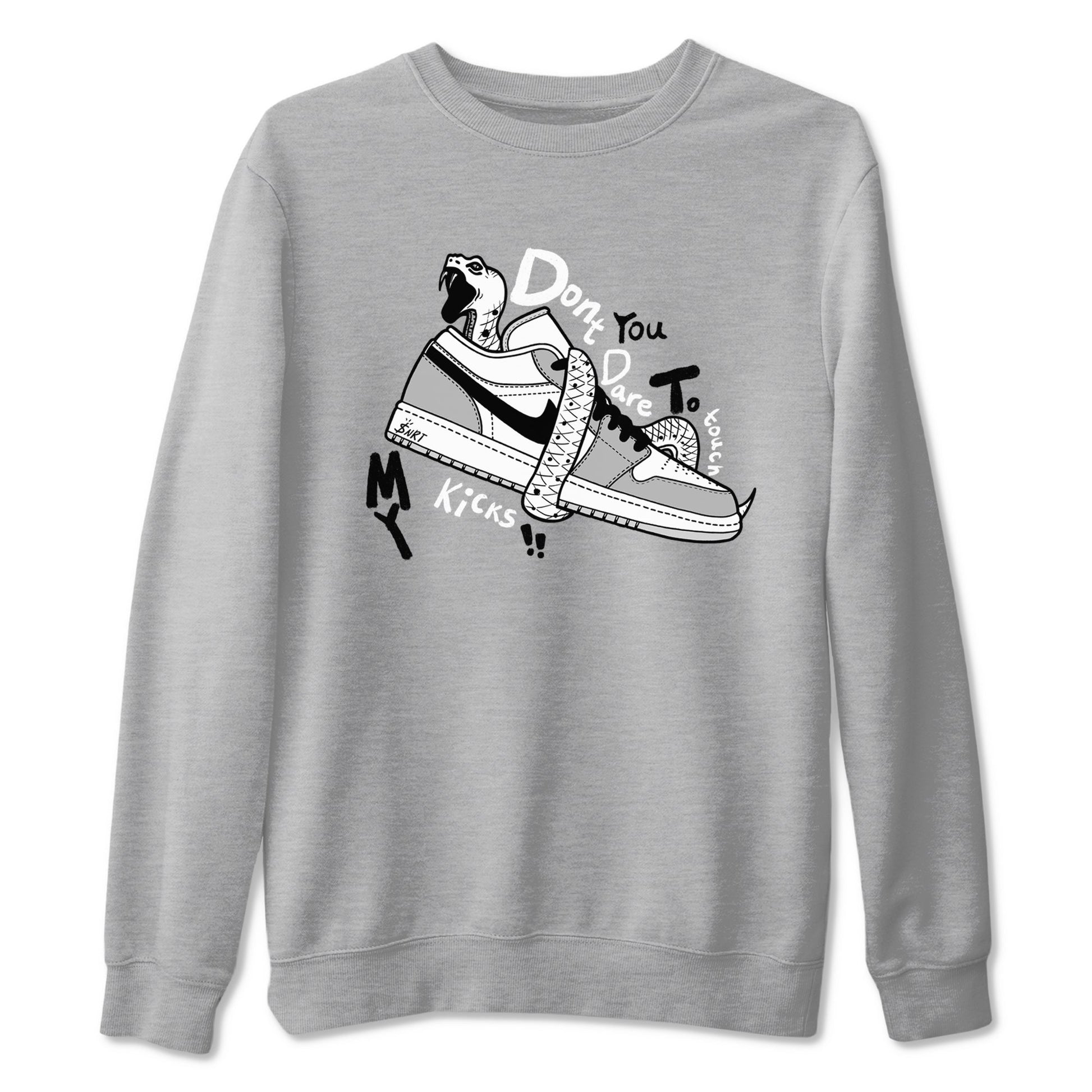 1s Wolf Grey shirts to match jordans Don't Touch My Kicks sneaker match tees Air Jordan 1 Wolf Grey SNRT Sneaker Tees streetwear brand Heather Grey 2 unisex cotton tee