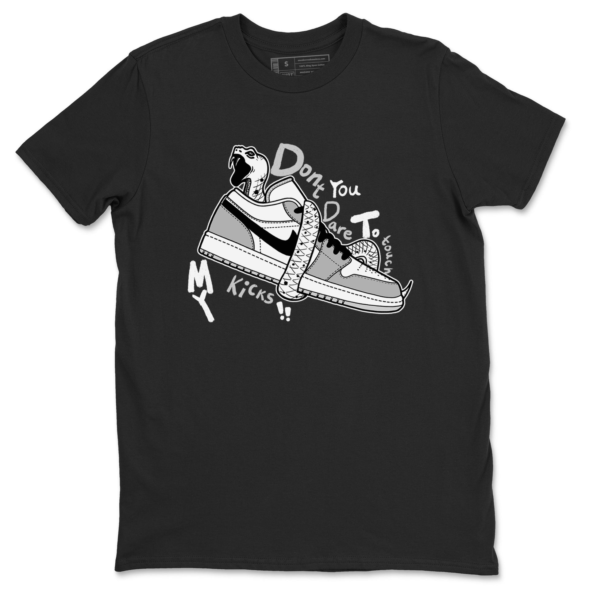 1s Wolf Grey shirts to match jordans Don't Touch My Kicks sneaker match tees Air Jordan 1 Wolf Grey SNRT Sneaker Tees streetwear brand Black 2 unisex cotton tee