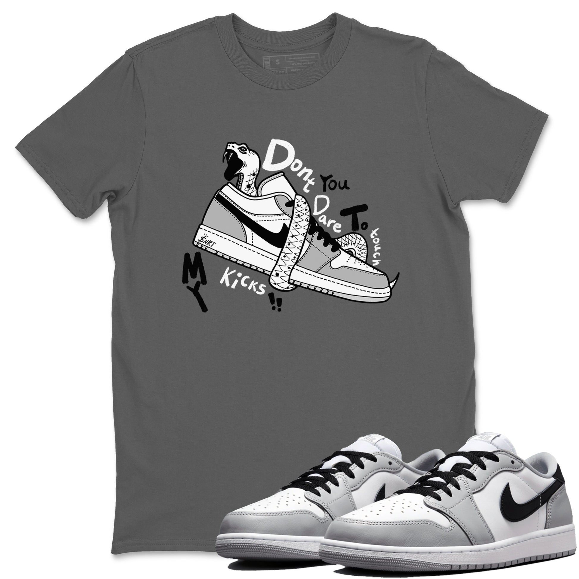 1s Wolf Grey shirts to match jordans Don't Touch My Kicks sneaker match tees Air Jordan 1 Wolf Grey SNRT Sneaker Tees streetwear brand Cool Grey 1 unisex cotton tee