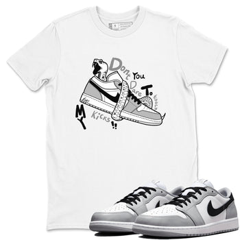 1s Wolf Grey shirts to match jordans Don't Touch My Kicks sneaker match tees Air Jordan 1 Wolf Grey SNRT Sneaker Tees streetwear brand White 1 unisex cotton tee