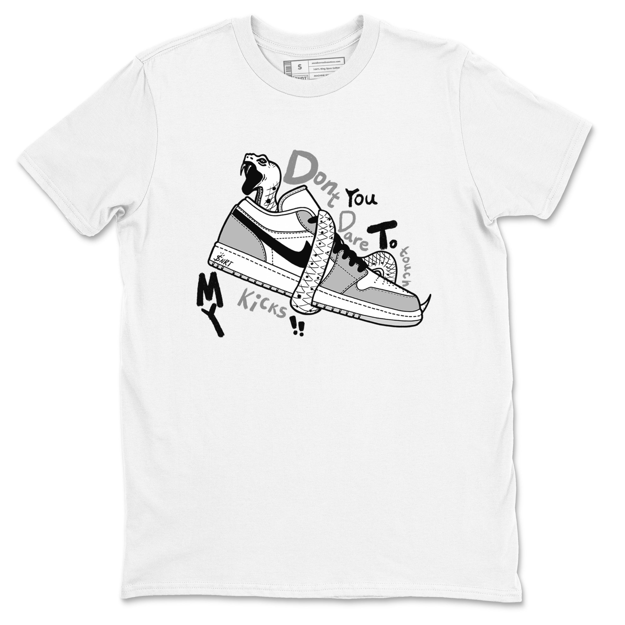 1s Wolf Grey shirts to match jordans Don't Touch My Kicks sneaker match tees Air Jordan 1 Wolf Grey SNRT Sneaker Tees streetwear brand White 2 unisex cotton tee