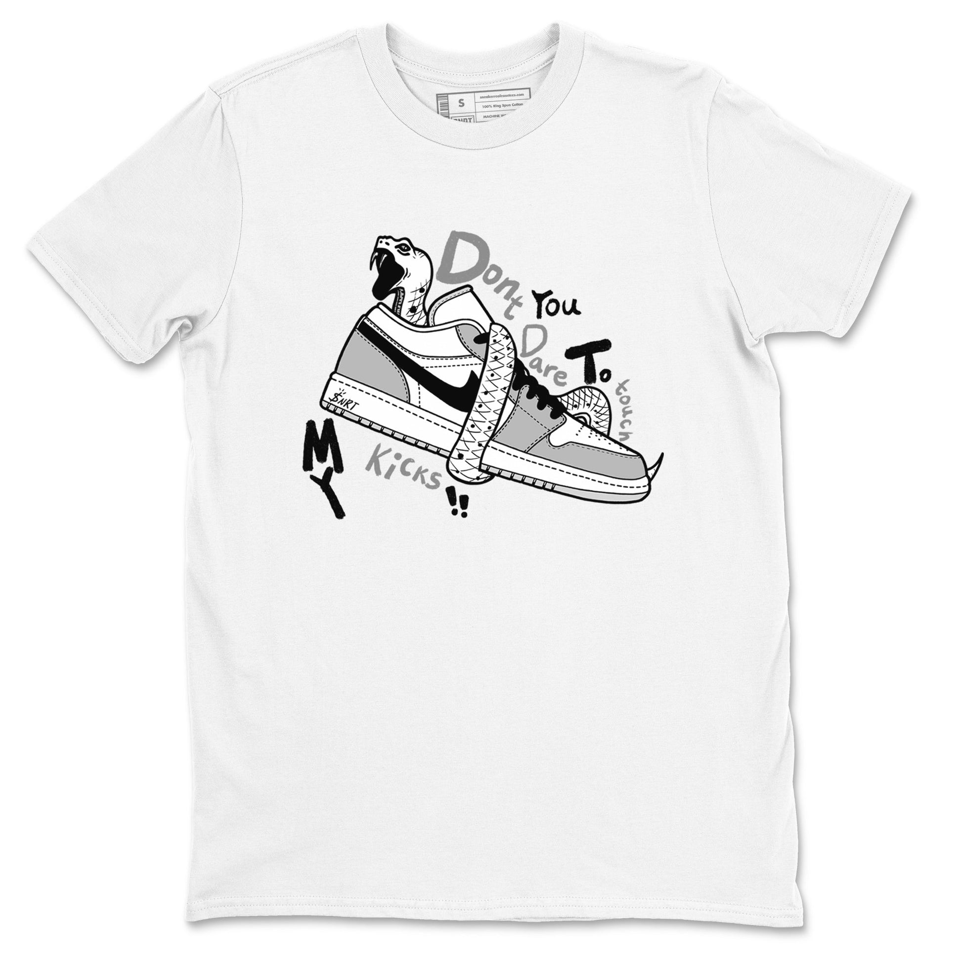 1s Wolf Grey shirts to match jordans Don't Touch My Kicks sneaker match tees Air Jordan 1 Wolf Grey SNRT Sneaker Tees streetwear brand White 2 unisex cotton tee