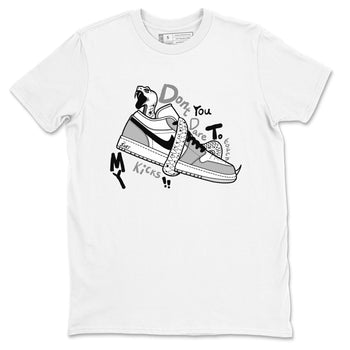 1s Wolf Grey shirts to match jordans Don't Touch My Kicks sneaker match tees Air Jordan 1 Wolf Grey SNRT Sneaker Tees streetwear brand White 2 unisex cotton tee