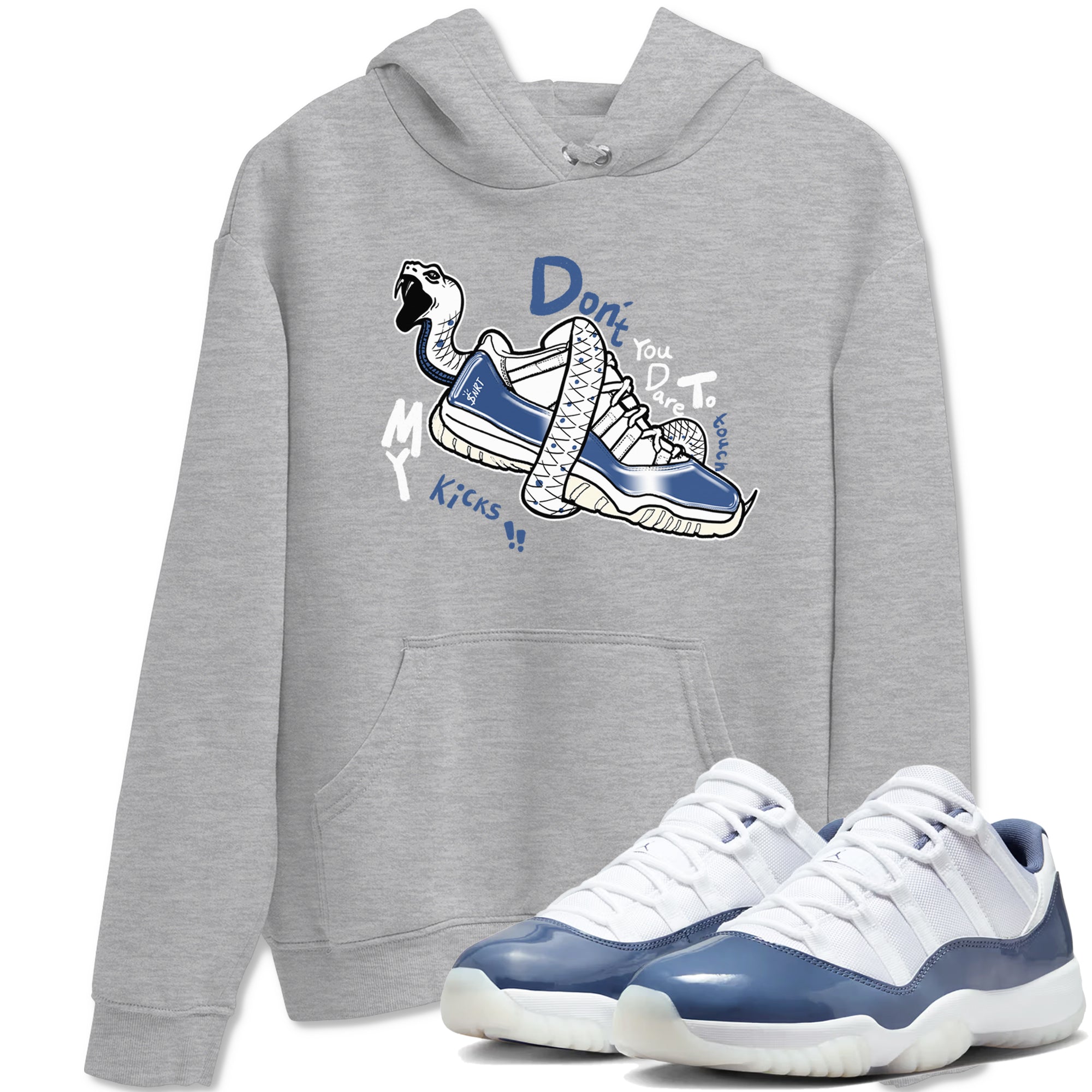 11s Diffused Blue shirts to match jordans Don't Touch My Kicks sneaker match tees Air Jordan 11 Diffused Blue SNRT Sneaker Tees streetwear brand Heather Grey 1 unisex cotton tee