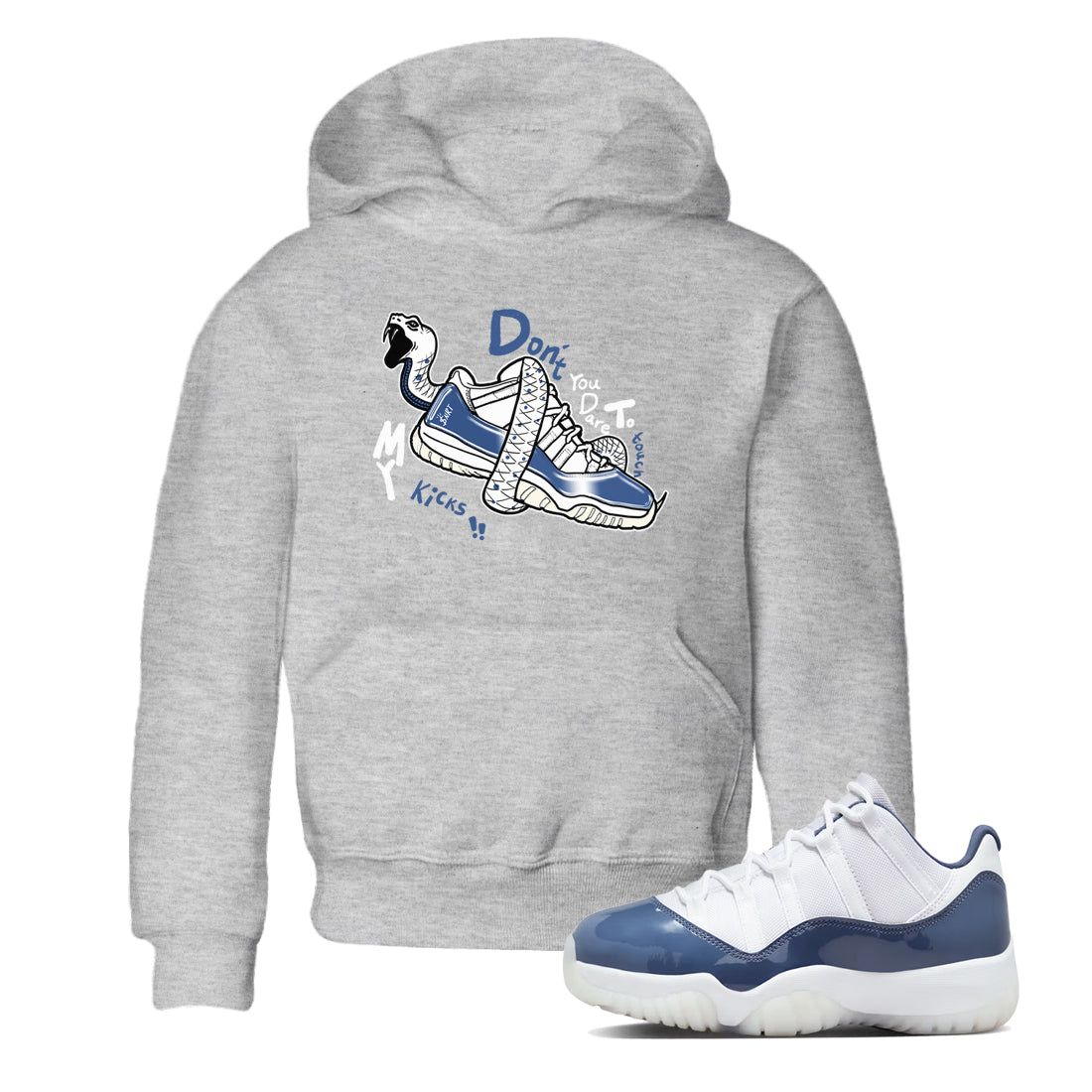 11s Diffused Blue shirts to match jordans Don't Touch My Kicks sneaker match tees Air Jordan 11 Diffused Blue SNRT Sneaker Tees streetwear brand Baby and Youth Heather Grey 1 cotton tee