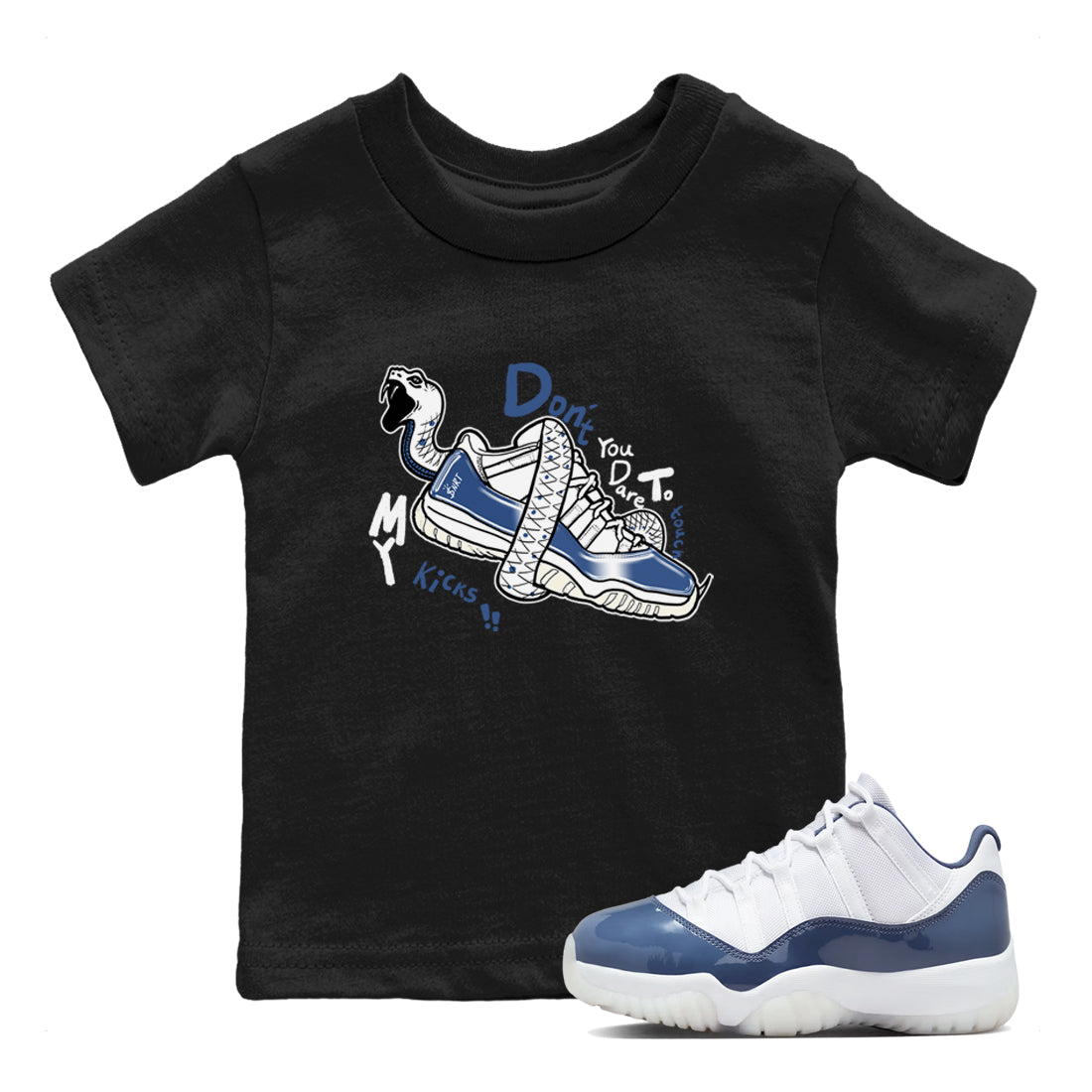 11s Diffused Blue shirts to match jordans Don't Touch My Kicks sneaker match tees Air Jordan 11 Diffused Blue SNRT Sneaker Tees streetwear brand Baby and Youth Black 1 cotton tee