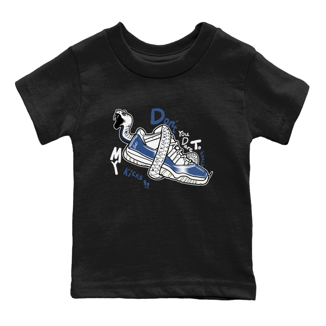 11s Diffused Blue shirts to match jordans Don't Touch My Kicks sneaker match tees Air Jordan 11 Diffused Blue SNRT Sneaker Tees streetwear brand Baby and Youth Black 2 cotton tee