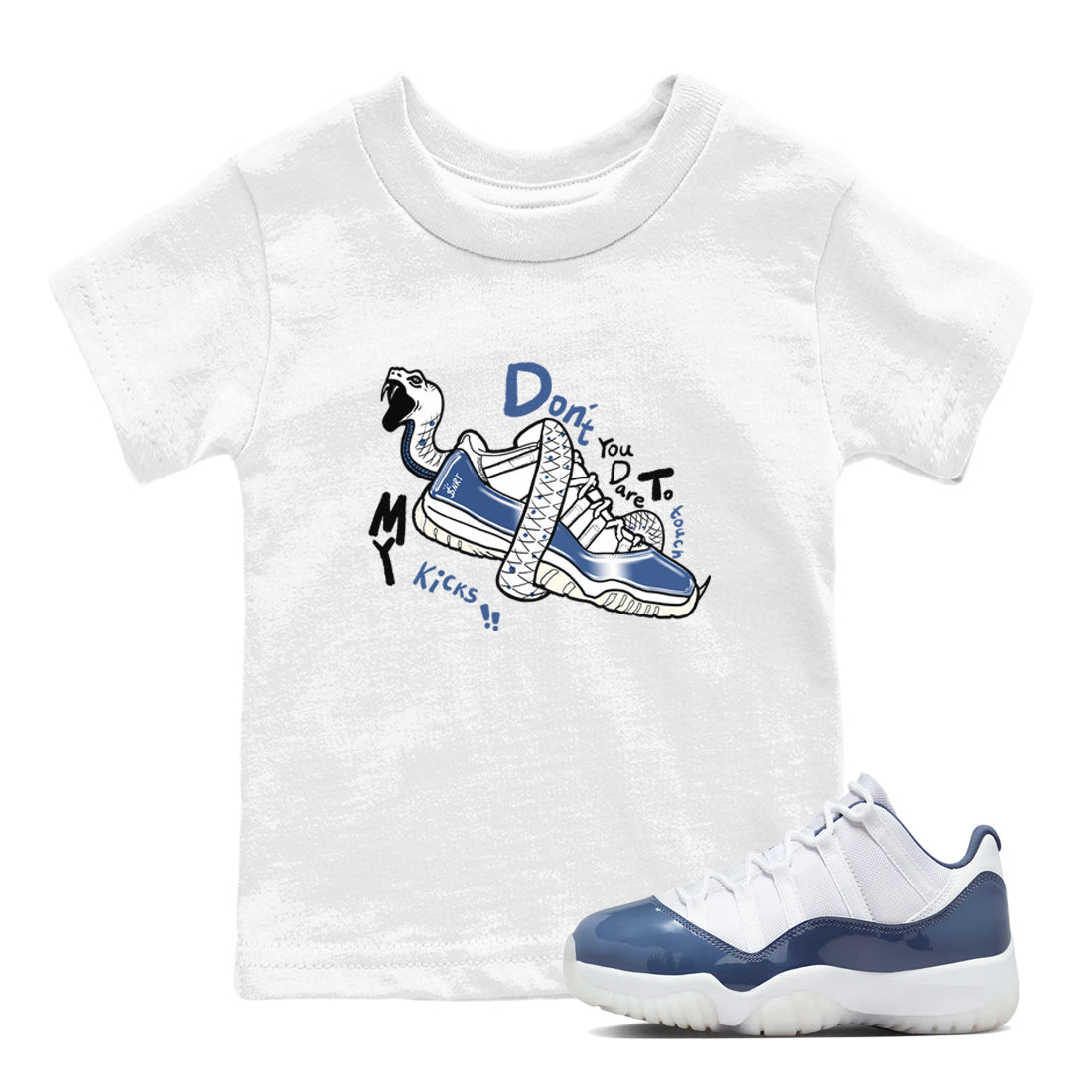 11s Diffused Blue shirts to match jordans Don't Touch My Kicks sneaker match tees Air Jordan 11 Diffused Blue SNRT Sneaker Tees streetwear brand Baby and Youth White 1 cotton tee