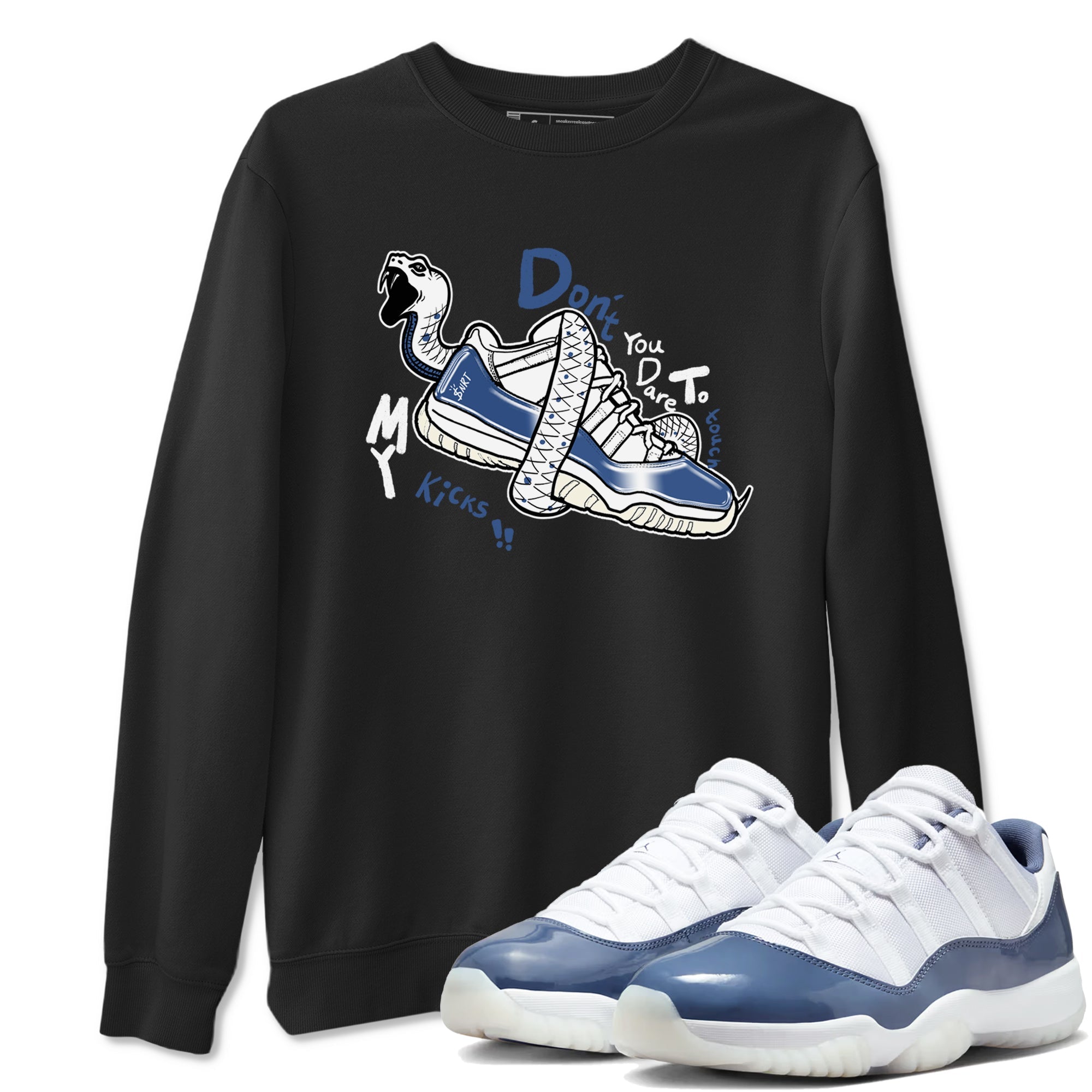 11s Diffused Blue shirts to match jordans Don't Touch My Kicks sneaker match tees Air Jordan 11 Diffused Blue SNRT Sneaker Tees streetwear brand Black 1 unisex cotton tee