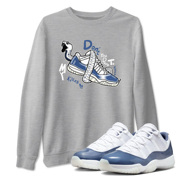 11s Diffused Blue shirts to match jordans Don't Touch My Kicks sneaker match tees Air Jordan 11 Diffused Blue SNRT Sneaker Tees streetwear brand Heather Grey 1 unisex cotton tee