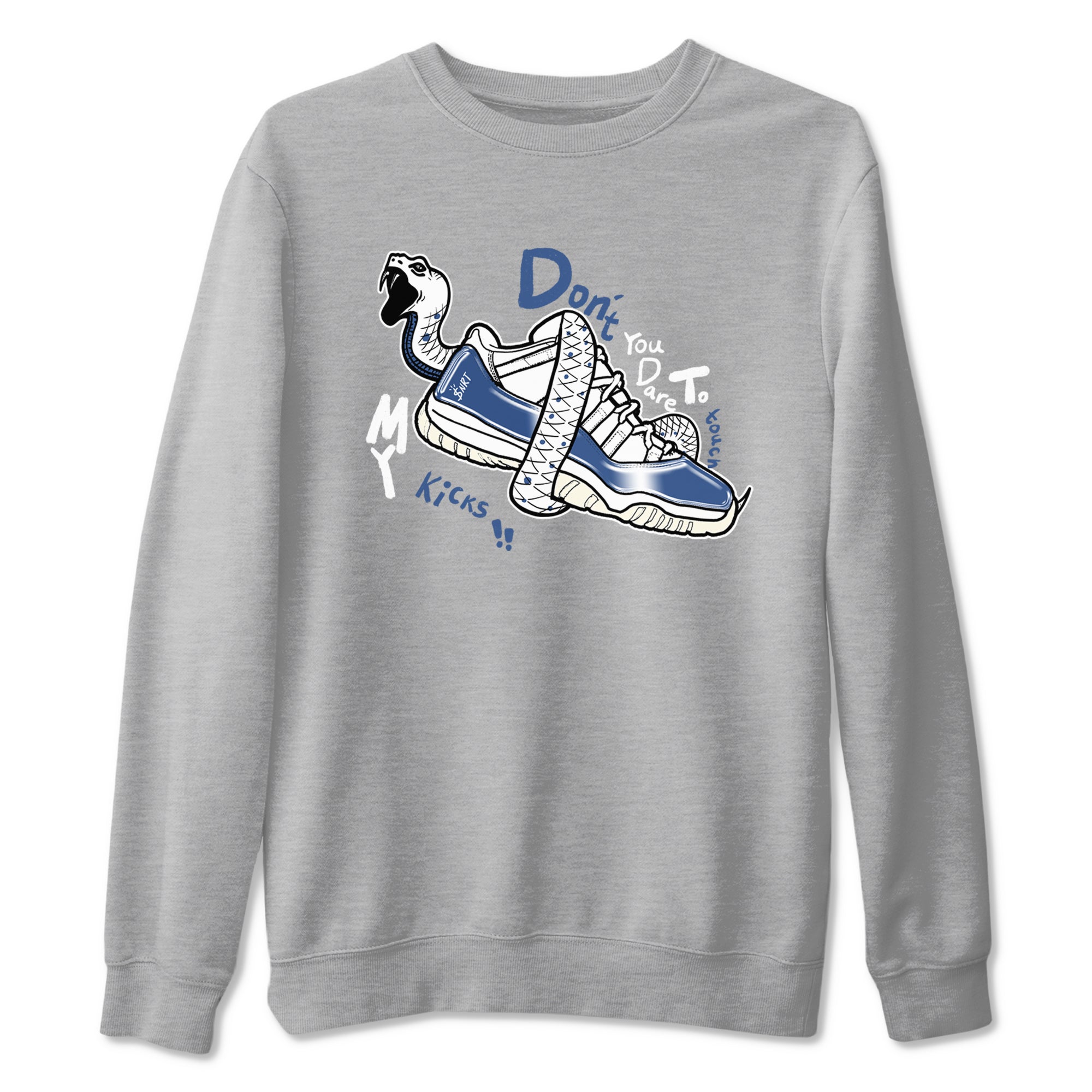 11s Diffused Blue shirts to match jordans Don't Touch My Kicks sneaker match tees Air Jordan 11 Diffused Blue SNRT Sneaker Tees streetwear brand Heather Grey 2 unisex cotton tee
