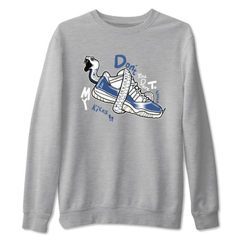 11s Diffused Blue shirts to match jordans Don't Touch My Kicks sneaker match tees Air Jordan 11 Diffused Blue SNRT Sneaker Tees streetwear brand Heather Grey 2 unisex cotton tee