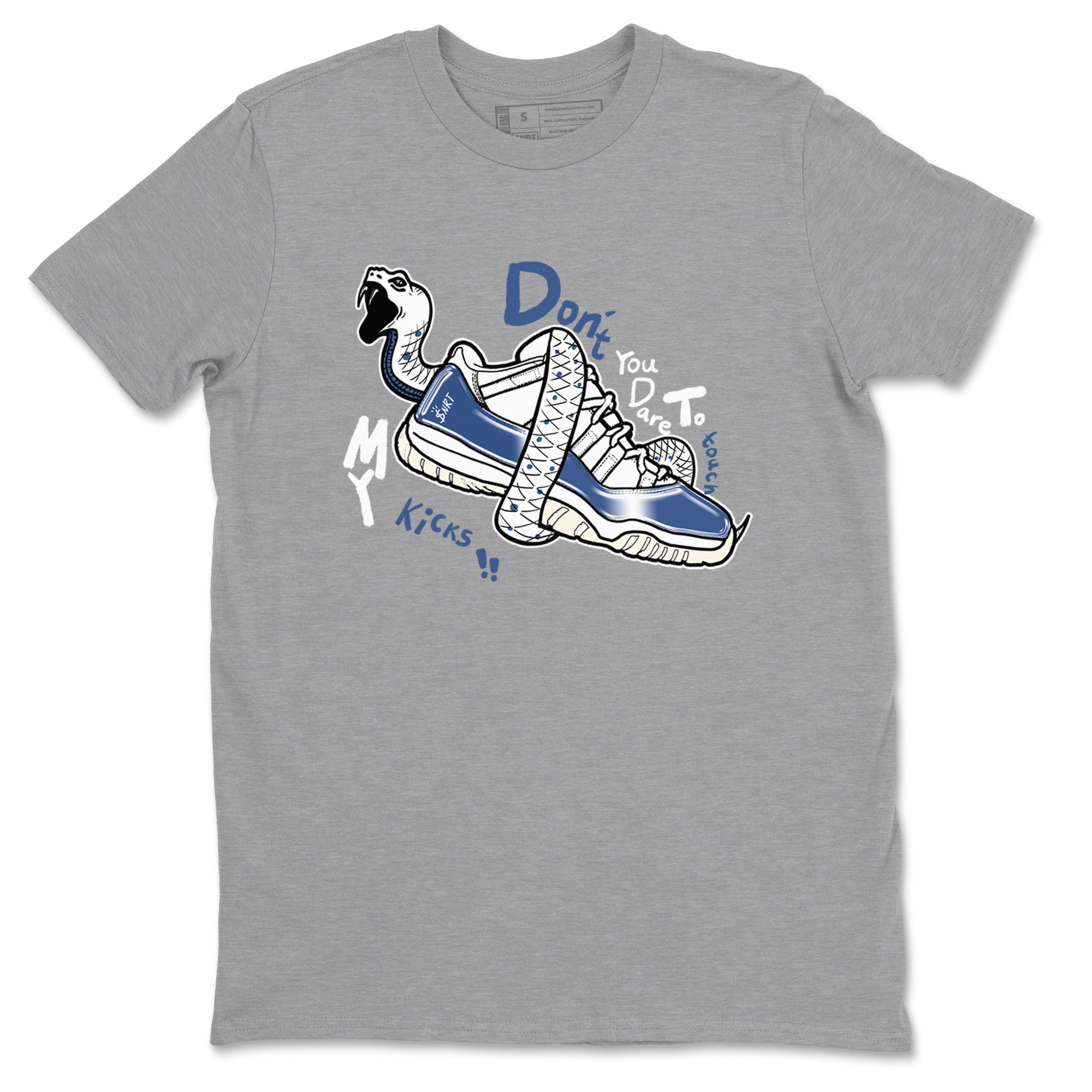 11s Diffused Blue shirts to match jordans Don't Touch My Kicks sneaker match tees Air Jordan 11 Diffused Blue SNRT Sneaker Tees streetwear brand Heather Grey 2 unisex cotton tee