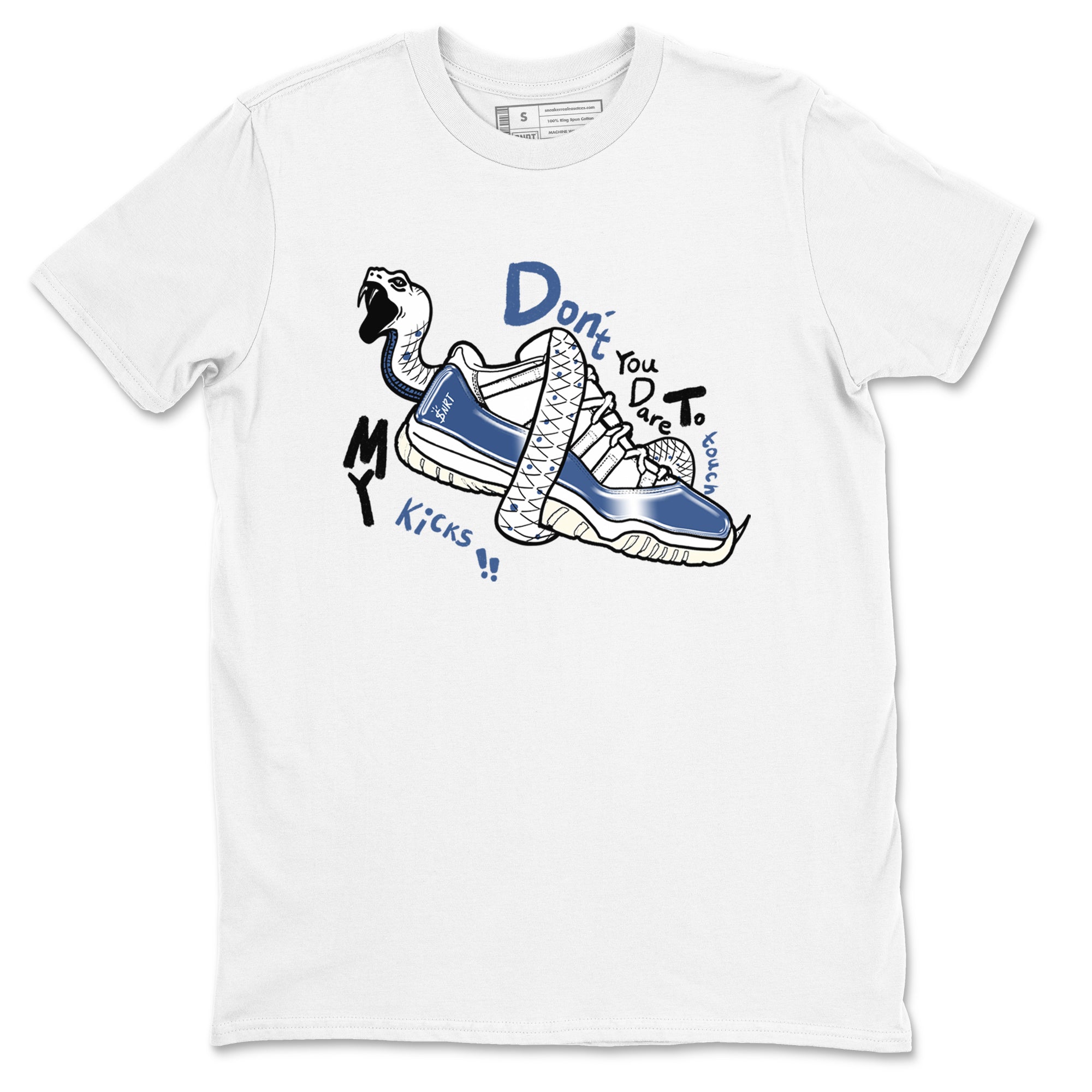 11s Diffused Blue shirts to match jordans Don't Touch My Kicks sneaker match tees Air Jordan 11 Diffused Blue SNRT Sneaker Tees streetwear brand White 2 unisex cotton tee