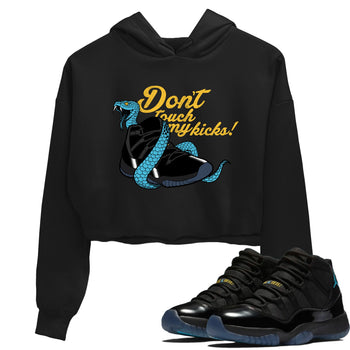 Sneaker match tees – Sneaker Tees To Match Air Jordan 11 Gamma Shoes – Don't Touch My Kicks Crop T-Shirt Black 1
